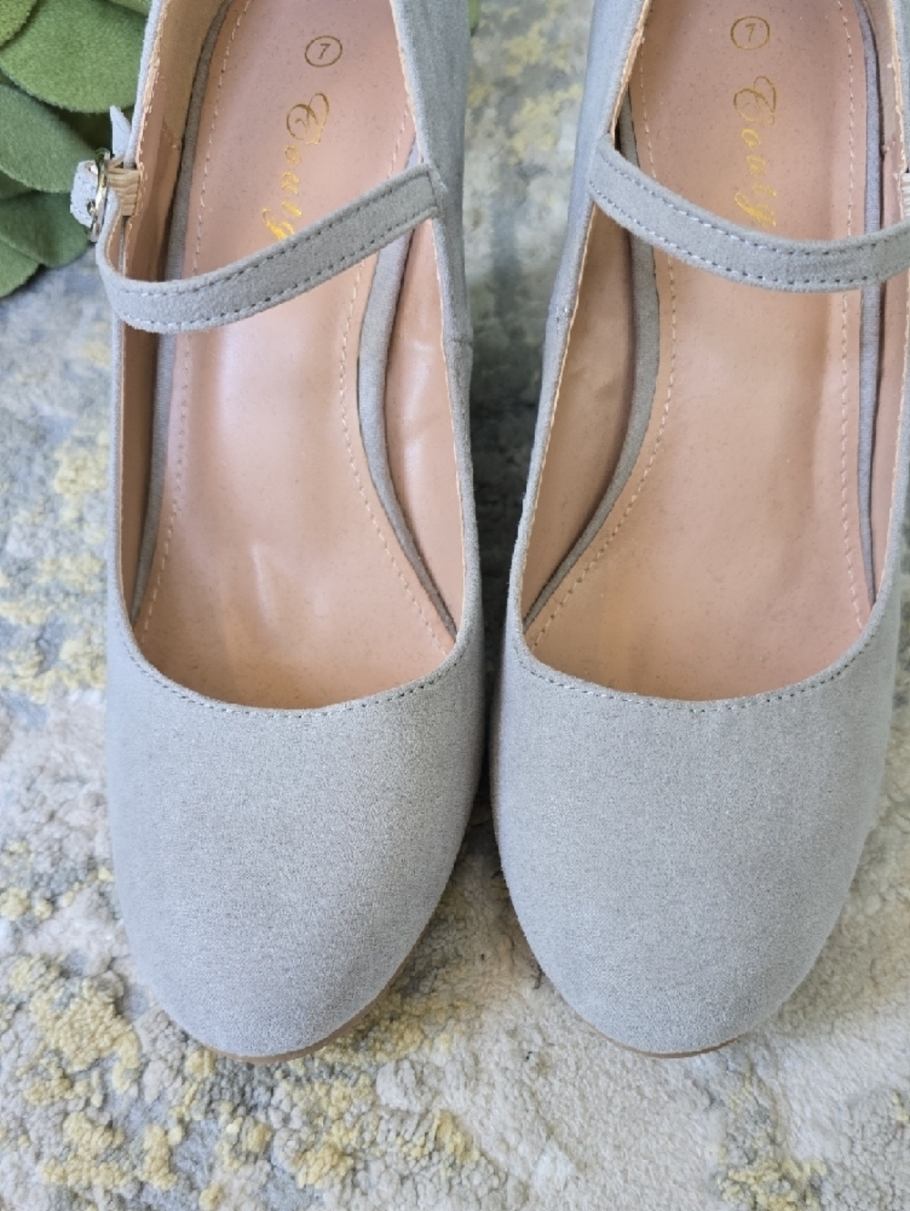 Coutgo Mary Jane Pumps Ankle Strap High Heel Round Toe Wedge Shoes Size 7 - Picture 2 of 11